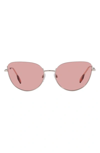 Burberry Harper 58mm Cat Eye Sunglasses In Silver