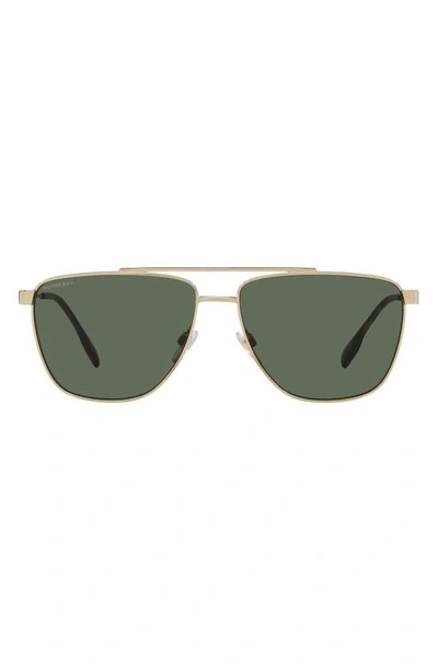 Burberry Men's Blaine 61mm Metal Pilot Sunglasses In Gold