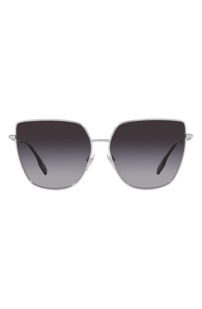 Burberry Alexis 61mm Gradient Irregular Sunglasses In Grey Flash