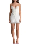 House Of Cb Womens Ivory Soraya Lace-trimmed Satin Mini Dress In Ivory