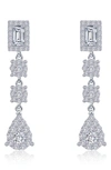 Lafonn Simulated Diamond Halo Linear Drop Earrings In Silver