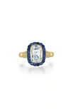 LAFONN SIMULATED DIAMOND & SAPPHIRE ART DECO RING