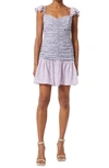 French Connection Enora Floral Print Ruched Dress In 50-sheer Lilac