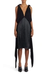 BOTTEGA VENETA SIDE TIE SILK CREPE DE CHINE & TWILL MIDI DRESS