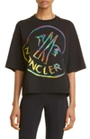 Moncler Oversize Logo Cotton Graphic Tee In Black