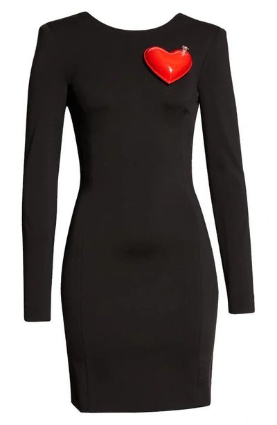 Moschino Stretch Viscose Jersey Dress With Inflatable Heart In Black