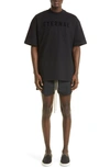 Fear Of God Logo-flocked Cotton-jersey T-shirt In Black