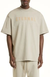 Fear Of God Logo-flocked Cotton-jersey T-shirt In Neutral