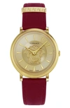 Versace V-circle Medusa Strap Watch In Ip Yellow Gold