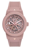Ferragamo F-80 Skeleton Ecoceramic Automatic Watch In Taupe