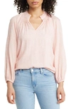 Caslon Split Neck Blouse In Pink Bride Ella Geo