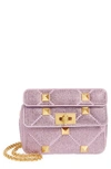 Valentino Roman Stud Small Crystal Shoulder Bag In V5k Light Amethyst/ Glicine