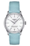 Tissot Chemin Des Tourelles Powermatic 80 Leather Strap Watch, 34mm In Blue