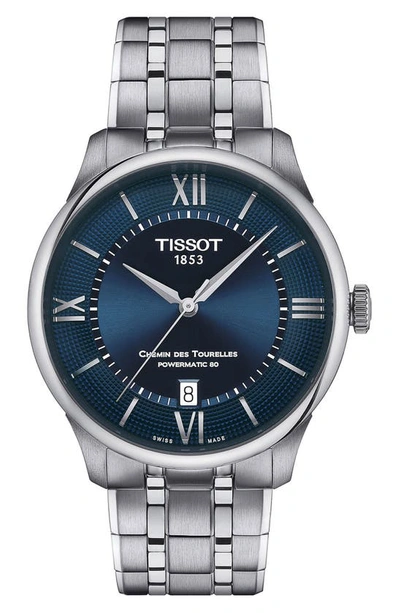 Tissot Chemin Des Tourelles Powermatic 80 Bracelet Watch, 39mm In Blue