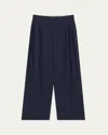 6397 3-pleat Wool Trousers In Navy