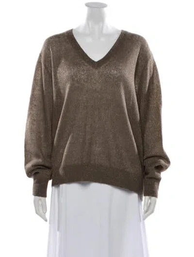 Pre-owned 6397 Alpaca V-neck Sweater In Brown