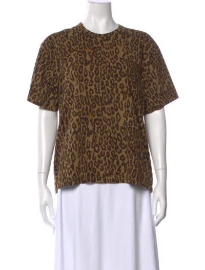 Pre-owned 6397 Animal Print Crew Neck T-shirt In Brown
