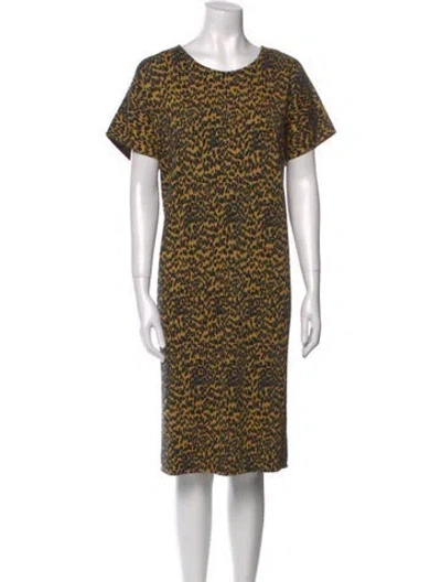 Pre-owned 6397 Animal Print Knee-length Dress In Yellow