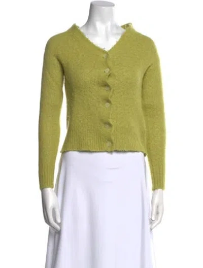 Pre-owned 6397 Baby Alpaca V-neck Sweater In Green