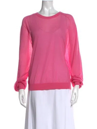 Pre-owned 6397 Bateau Neckline Long Sleeve Top In Pink