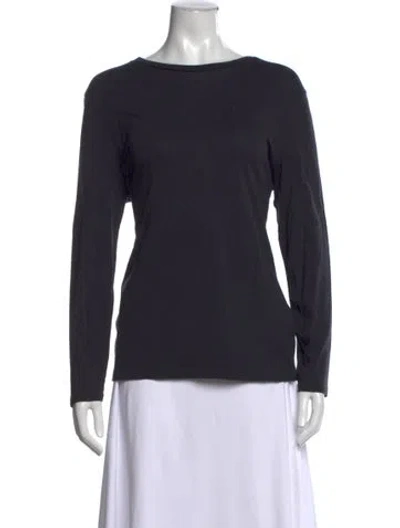 Pre-owned 6397 Bateau Neckline Long Sleeve T-shirt In Blue