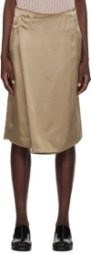 6397 Beige Wrap Midi Skirt In Topaz