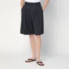 6397 Bermuda 3 Pleat Asphalt Grey In Wool In Grey