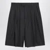6397 Bermuda 3 Pleat Asphalt Grey In Wool