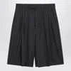 6397 Bermuda 3 Pleat Asphalt Grey In Wool
