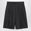 6397 Bermuda 3 Pleat Asphalt Grey In Wool In Gray