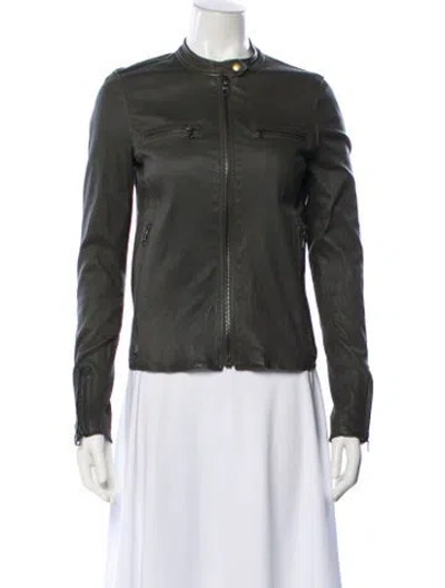 Pre-owned 6397 Biker Jacket In Green