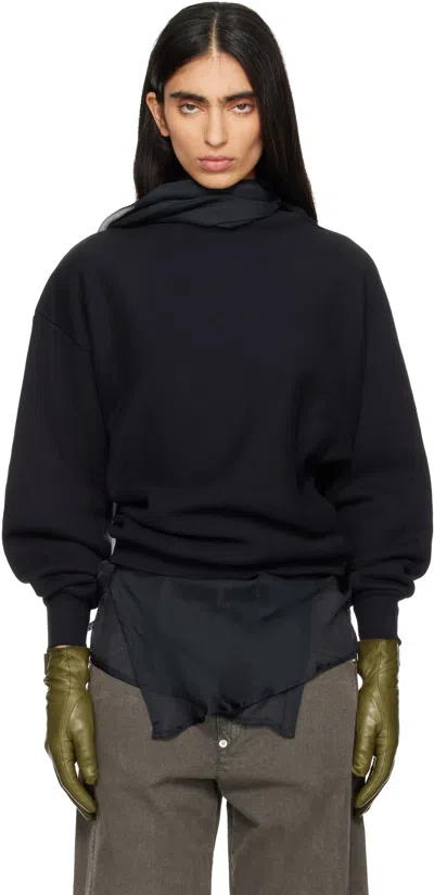 6397 Black Draped Sweatshirt