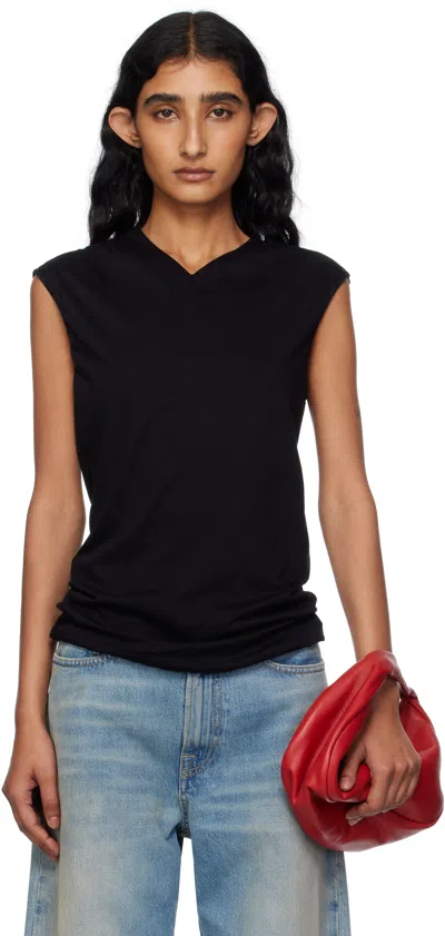 6397 Black High V Tank Top