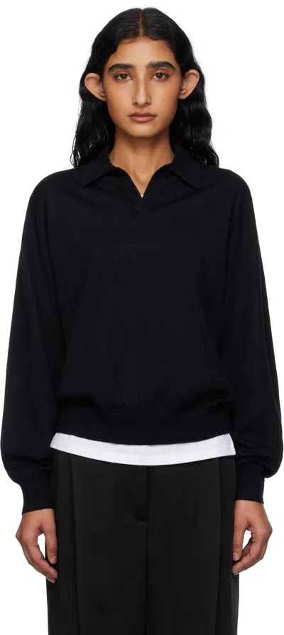 6397 Black Long Sleeve Polo