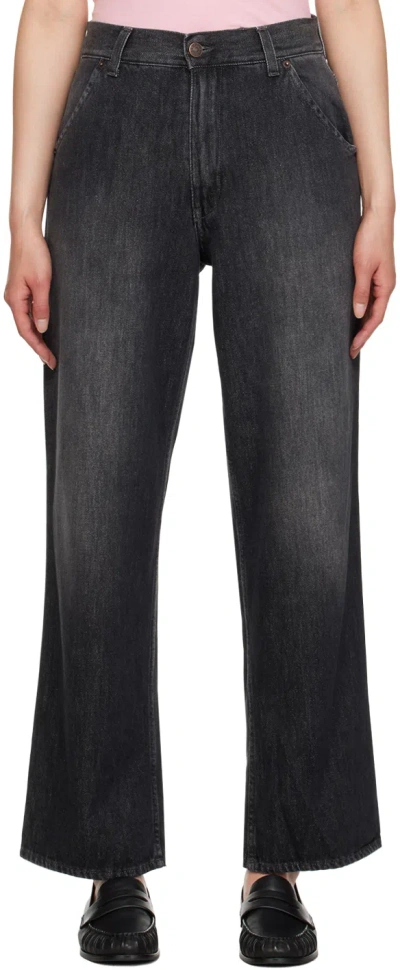 6397 Black Oversized Jeans In Stone Wash Black