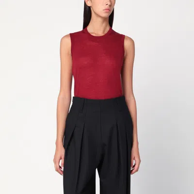 6397 Bordeaux Semi-sheer Mini Tank Top In Red