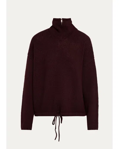 6397 Borden Funnel-neck Sweater In Burgundy
