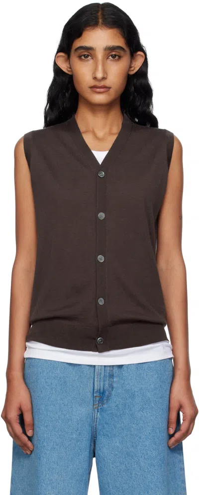 6397 Brown Button Vest