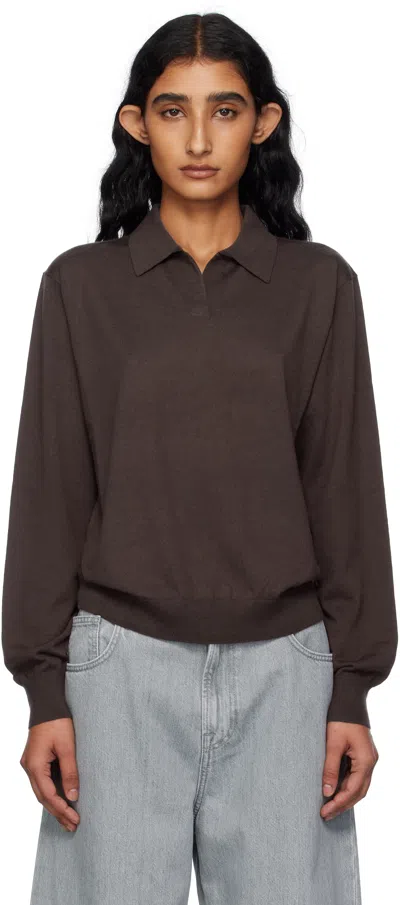 6397 Brown Long Sleeve Polo