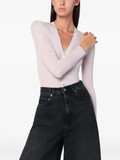 6397 Ivory Semi-sheer Knit Cardigan In Neutral