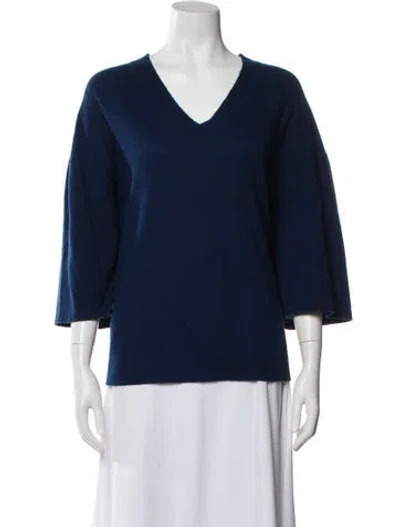 Pre-owned 6397 Cashmere V-neck Sweater In Blue