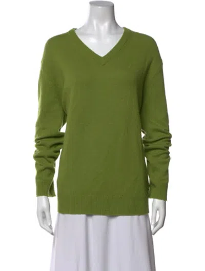 Pre-owned 6397 Cashmere V-neck Sweater In Green