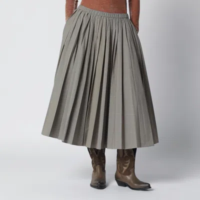 6397 Checked Pleated Midi Skirt In Gray