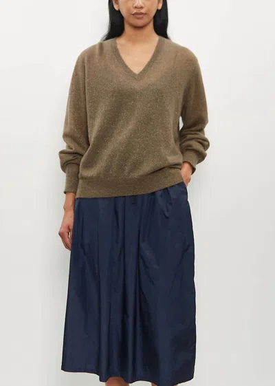 6397 Classic V-neck Sweater In Metallic Khaki In Multi