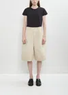 6397 Cotton Denim Double Knee Shorts In Brown