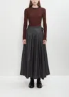 6397 Cotton Denim Wrap Pleat Skirt In Black