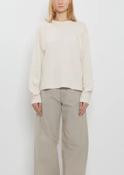 6397 Coverstitch Long Sleeve Cotton T-shirt In Neutral