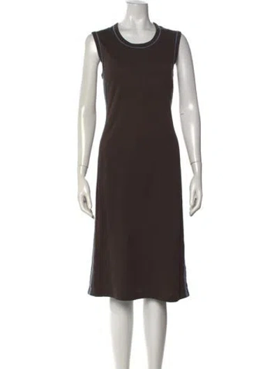 Pre-owned 6397 Crew Neck Knee-length Dress In Brown