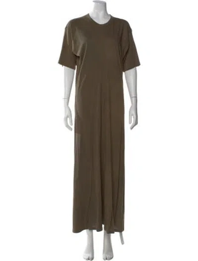 Pre-owned 6397 Crew Neck Long Dress In Green