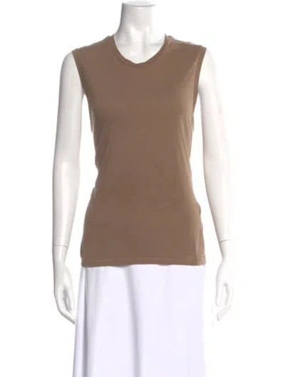 Pre-owned 6397 Crew Neck Sleeveless T-shirt In Brown